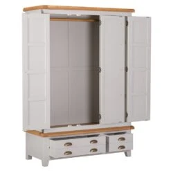 Hampshire Grey Painted Oak 3 Door Wardrobe With Mirror -Furniture Sale Shop wxf p25 3